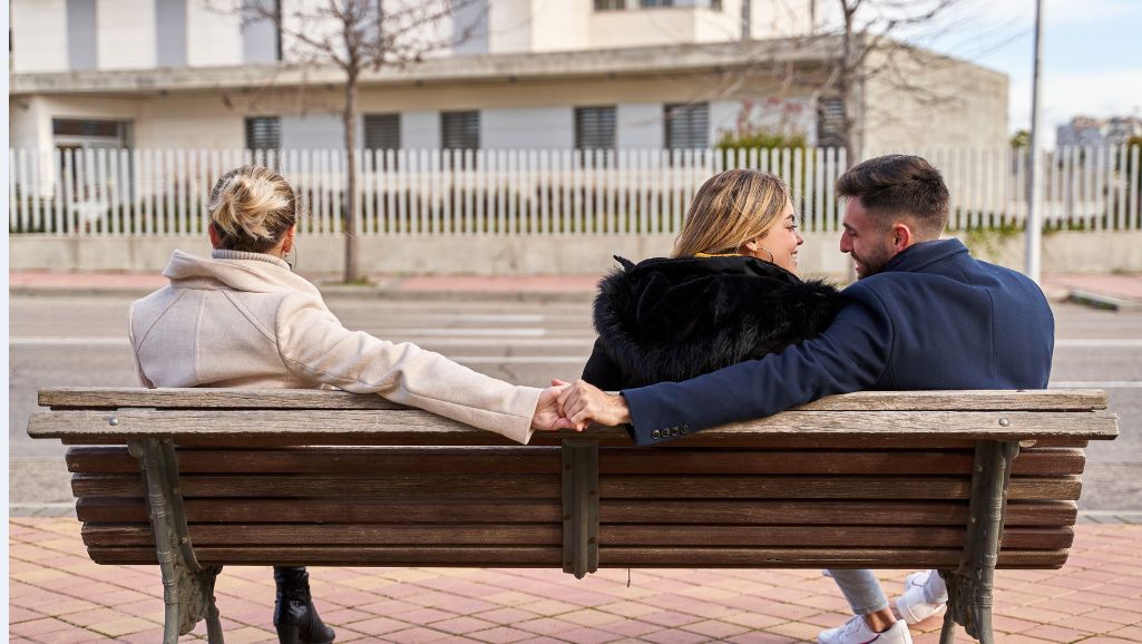 Couple on park bench